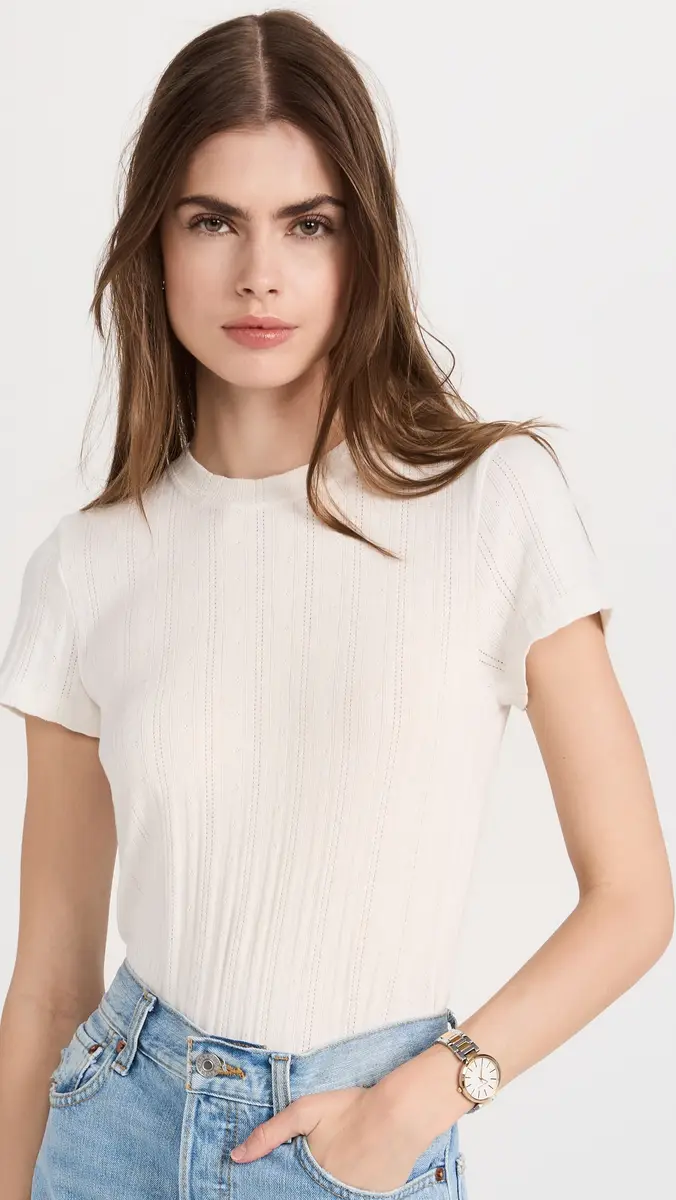 RE/DONE Pointelle Baby Tee | Thumbnail 2 RE/DONE Pointelle Baby Tee | Thumbnail 2