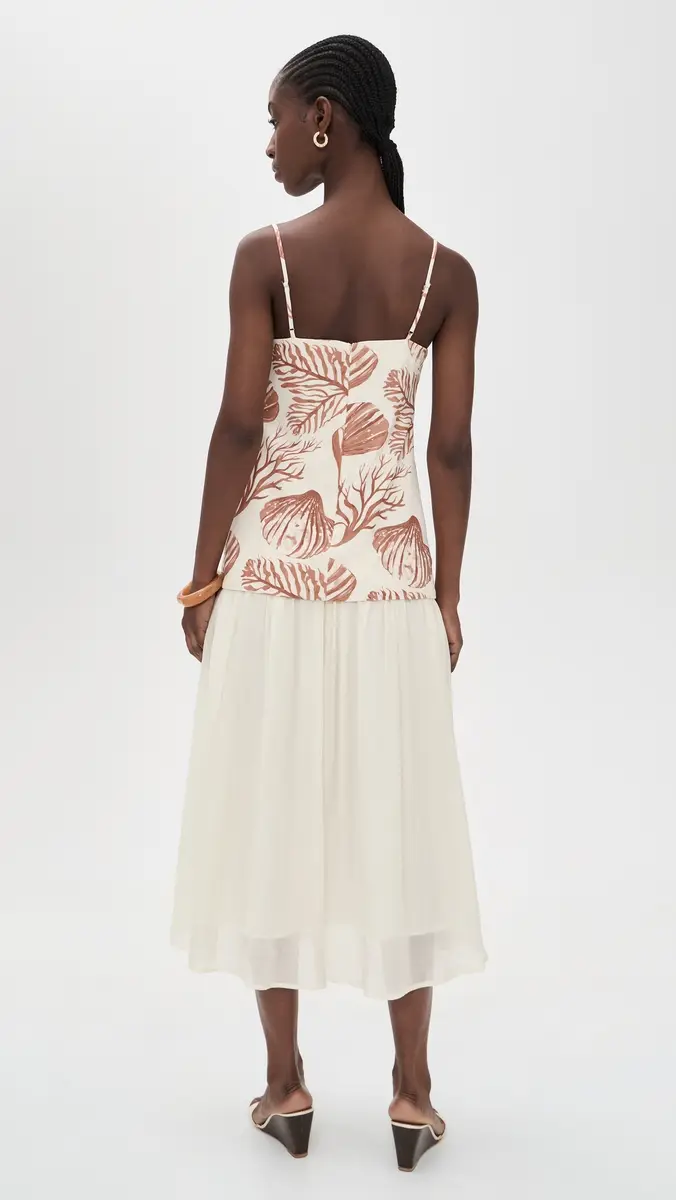 Moon River Spaghetti Strap Seashell Midi Dress | Thumbnail 3 Moon River Spaghetti Strap Seashell Midi Dress | Thumbnail 3