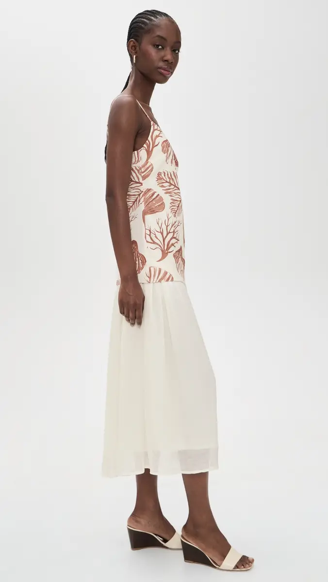 Moon River Spaghetti Strap Seashell Midi Dress | Thumbnail 4 Moon River Spaghetti Strap Seashell Midi Dress | Thumbnail 4