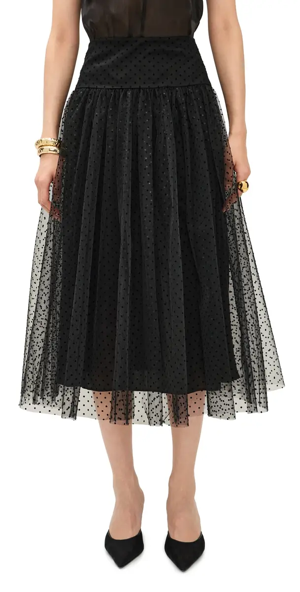 Zimmermann Tulle Dot Midi Skirt Black | Image 1 Zimmermann Tulle Dot Midi Skirt Black | Image 1