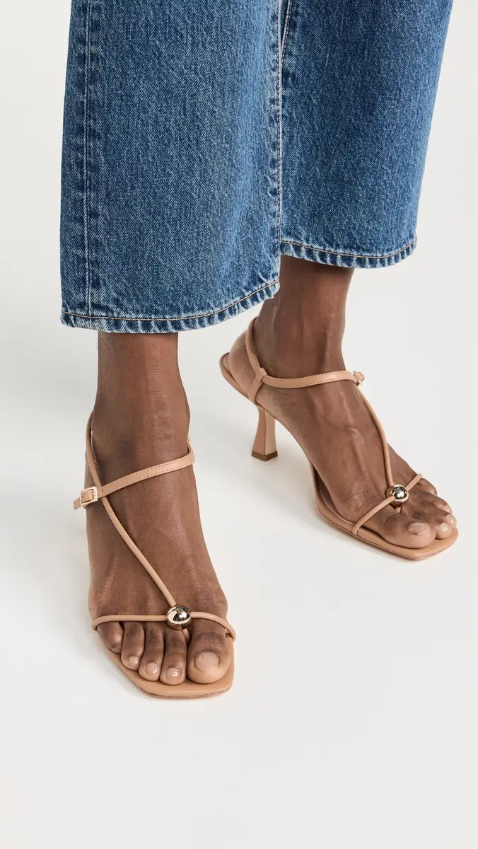 Loeffler Randall Triana Strappy Mid Heel Sandals with Ball Dune | Thumbnail 3 Loeffler Randall Triana Strappy Mid Heel Sandals with Ball Dune | Thumbnail 3