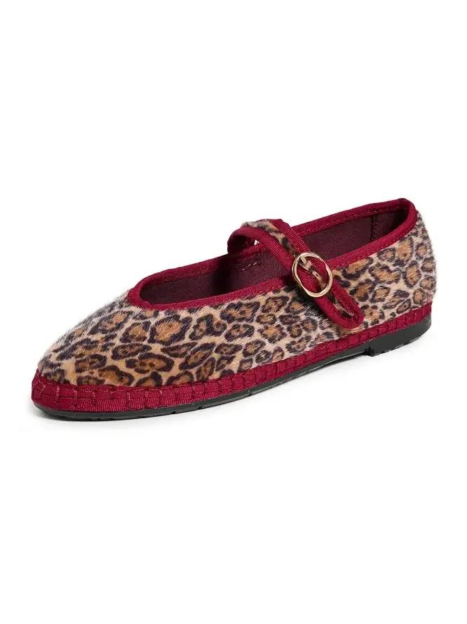 Pierre Leopard Mary Jane Flats