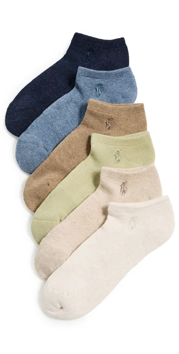 Polo Ralph Lauren Low Cut Half Cushion Socks 6 Pack Oatmeal Heather Assorted One Size | Image 1 Polo Ralph Lauren Low Cut Half Cushion Socks 6 Pack Oatmeal Heather Assorted One Size | Image 1