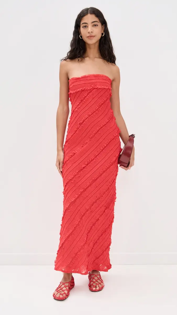 endless rose Strapless Ruffled Maxi Dress | Thumbnail 6
