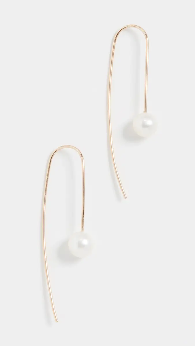 Zoë Chicco 14k Gold White Freshwater Cultured Pearl Wire Earrings Yellow Gold One Size | Thumbnail 2