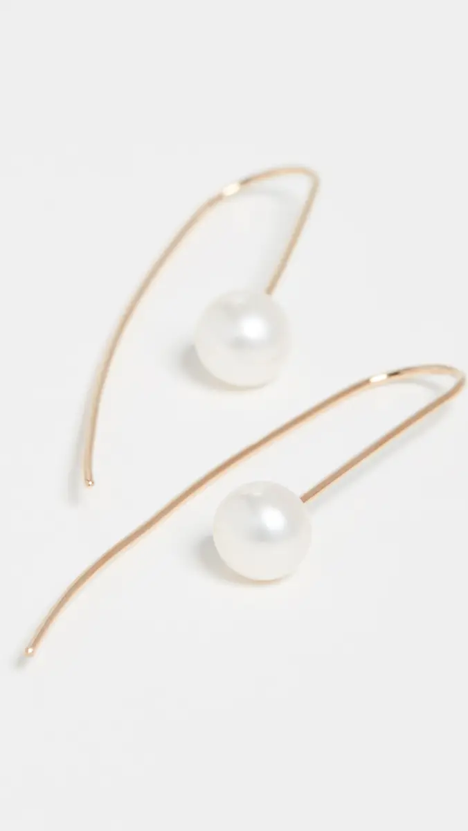 Zoë Chicco 14k Gold White Freshwater Cultured Pearl Wire Earrings Yellow Gold One Size | Thumbnail 5