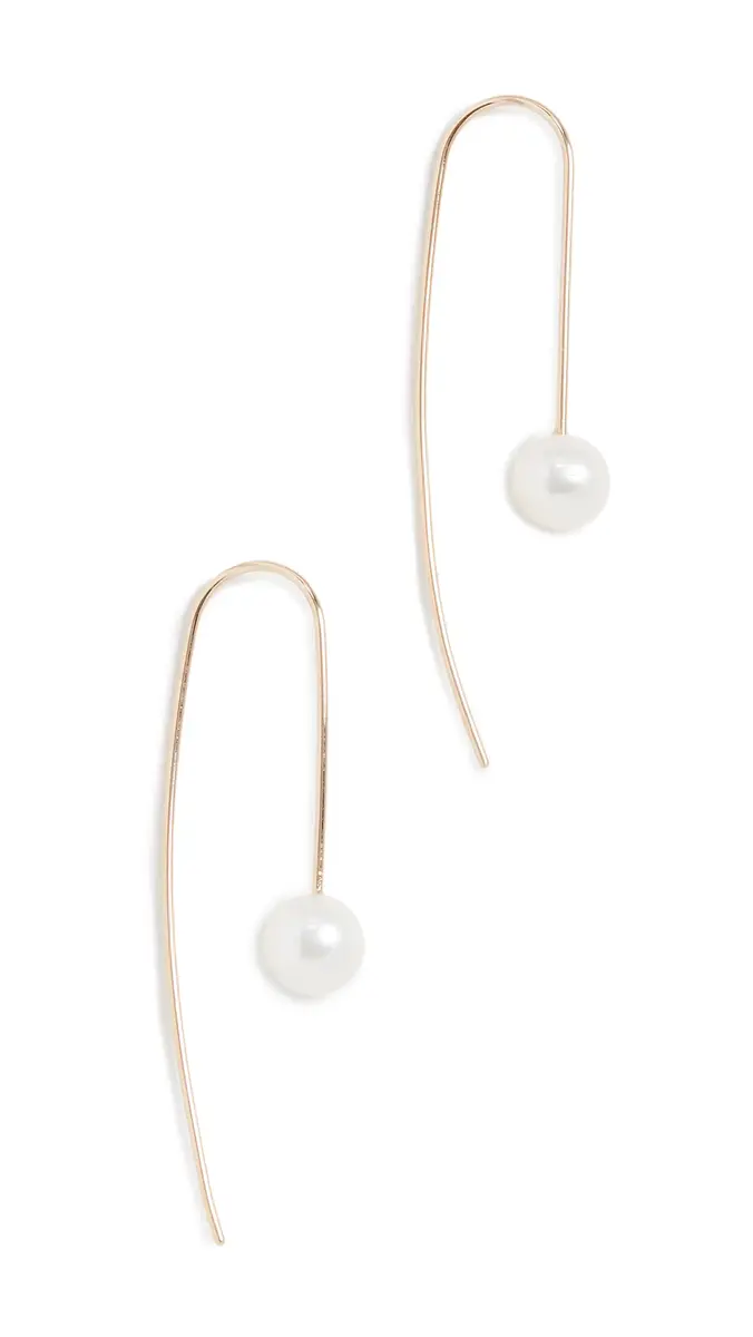 Zoë Chicco 14k Gold White Freshwater Cultured Pearl Wire Earrings Yellow Gold One Size | Thumbnail 6