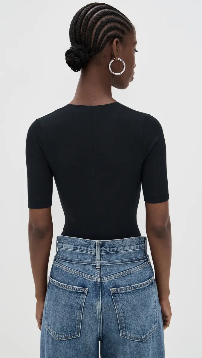 Fleur du Mal Cotton Deep V Thong Bodysuit | Thumbnail 3