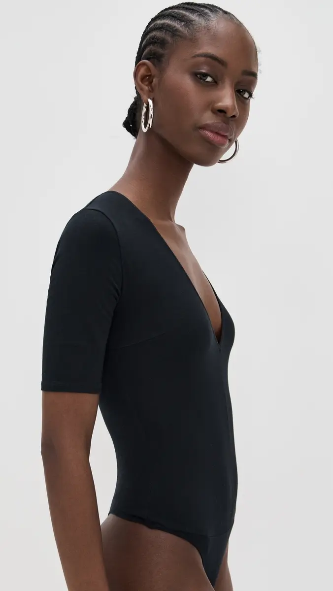 Fleur du Mal Cotton Deep V Thong Bodysuit | Thumbnail 4