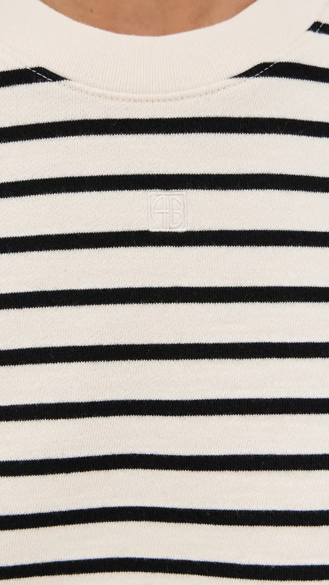 ANINE BING Myers Cropped Tee Black Stripe French Terry | Thumbnail 6 ANINE BING Myers Cropped Tee Black Stripe French Terry | Thumbnail 6