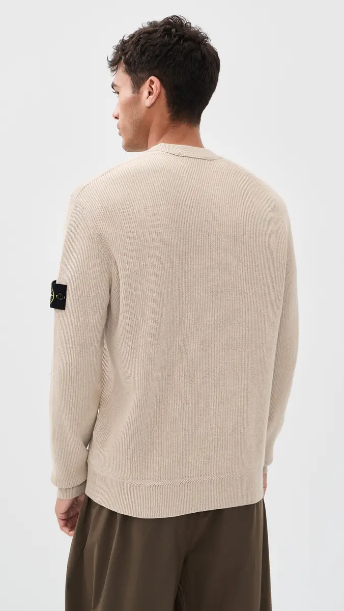 Stone Island Ribbed Cotton Crew Sweater Deserto Melange | Thumbnail 3 Stone Island Ribbed Cotton Crew Sweater Deserto Melange | Thumbnail 3