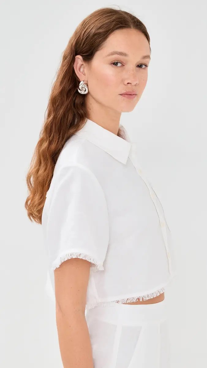 Simkhai Solange Short Sleeve Cropped Shirt | Thumbnail 4 Simkhai Solange Short Sleeve Cropped Shirt | Thumbnail 4