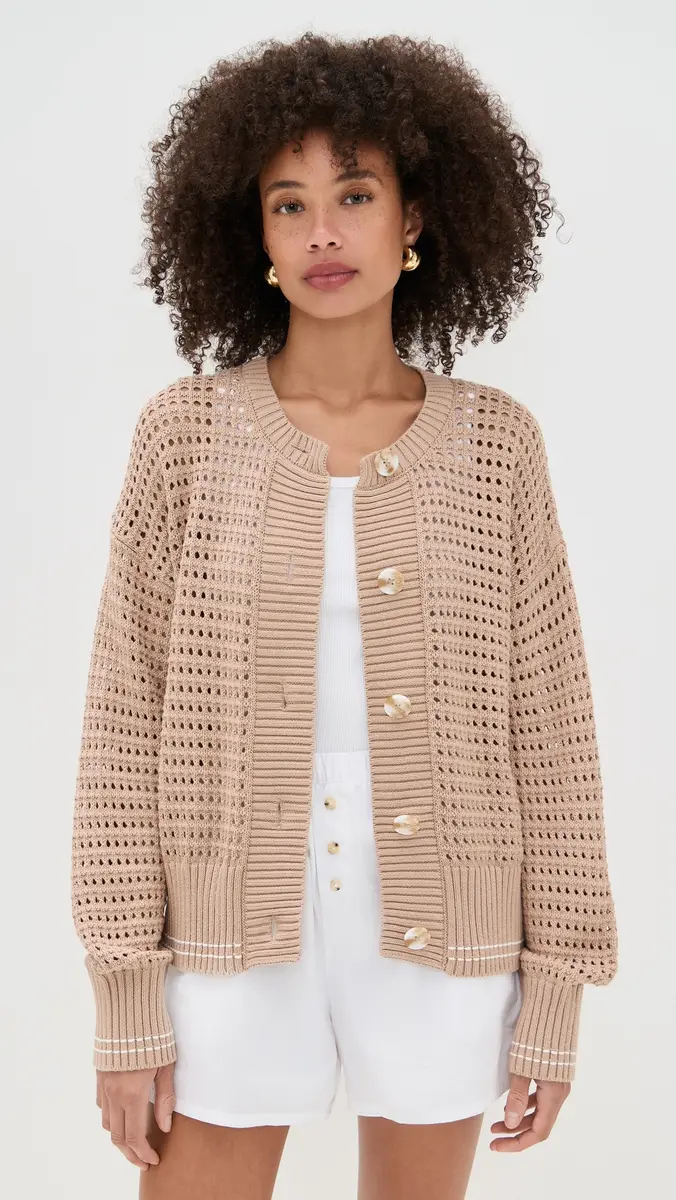 Varley Kris Relaxed Fit Knit Cardigan ight Taupe | Thumbnail 2 Varley Kris Relaxed Fit Knit Cardigan ight Taupe | Thumbnail 2