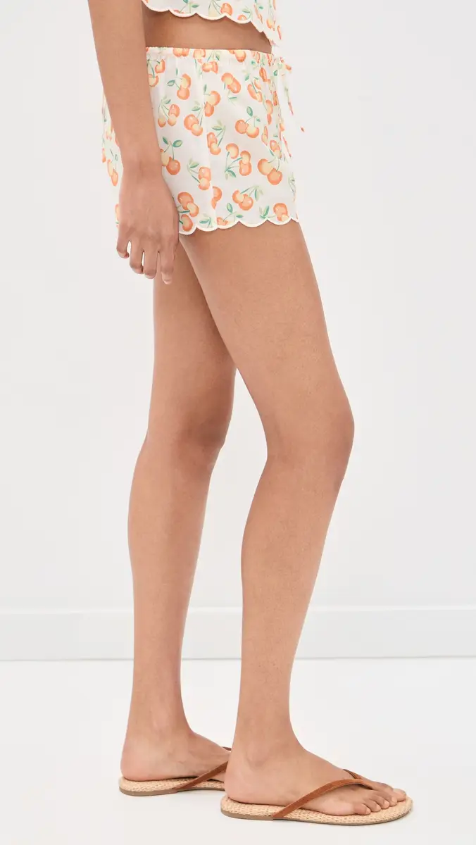 Montce Cherry Sherbet Scalloped Low Rise Drawstring Shorts Cherry Sherbet M | Thumbnail 4 Montce Cherry Sherbet Scalloped Low Rise Drawstring Shorts Cherry Sherbet M | Thumbnail 4