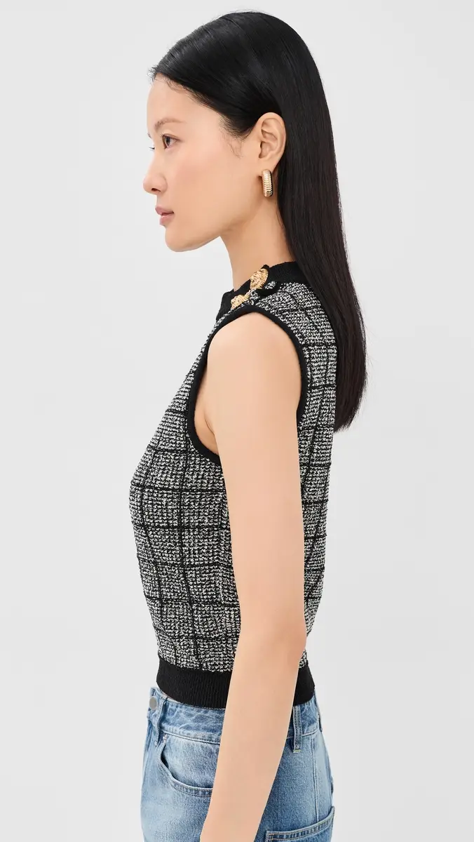 Balmain Classique Maille Top Black/Natural | Thumbnail 4 Balmain Classique Maille Top Black/Natural | Thumbnail 4