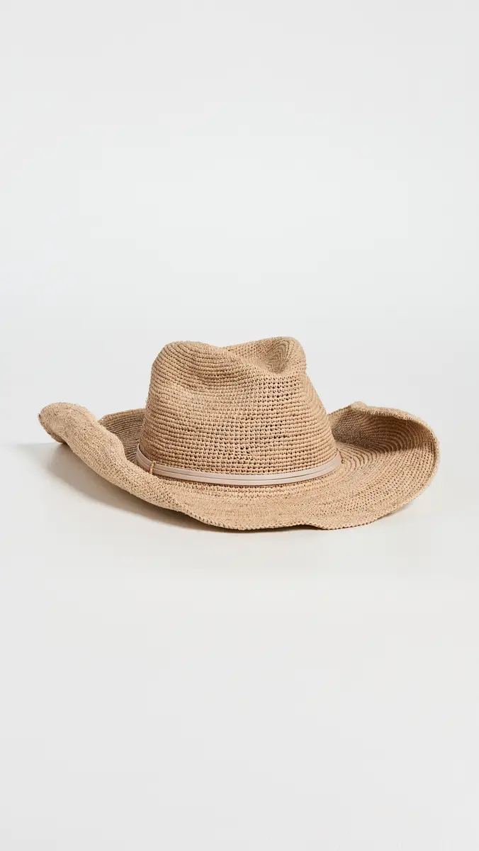 Hat Attack Raffia Crochet Cowboy Hat Natural/Tan Wrap One Size | Thumbnail 2 Hat Attack Raffia Crochet Cowboy Hat Natural/Tan Wrap One Size | Thumbnail 2