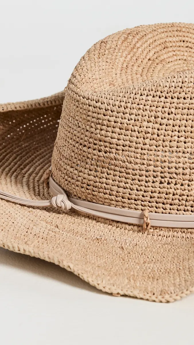 Hat Attack Raffia Crochet Cowboy Hat Natural/Tan Wrap One Size | Thumbnail 4 Hat Attack Raffia Crochet Cowboy Hat Natural/Tan Wrap One Size | Thumbnail 4