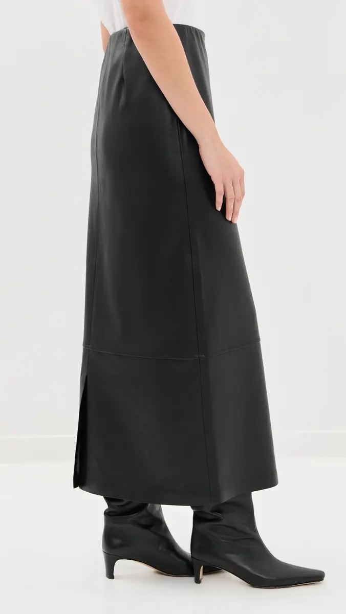 LE BOP Betty Faux Leather Maxi Skirt Black | Thumbnail 4