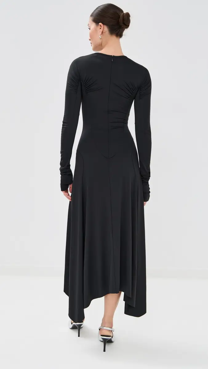 Victoria Beckham Long Sleeve Midi Dress Black | Thumbnail 3
