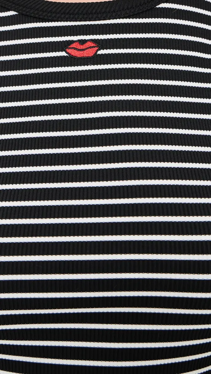 ALICE + OLIVIA Allen Embroidered Detail Tank Top Off White/Black Stripe | Thumbnail 6 ALICE + OLIVIA Allen Embroidered Detail Tank Top Off White/Black Stripe | Thumbnail 6