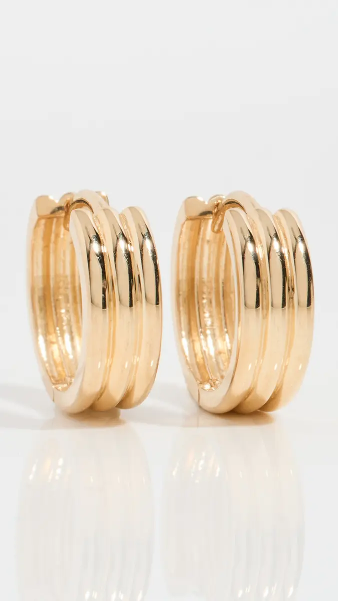 Ariel Gordon Jewelry 14k Gold Triptych Hoops | Thumbnail 2