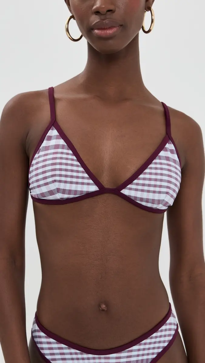 Good American Plaid Perfect Fit Bikini Top Fig Plaid | Thumbnail 2