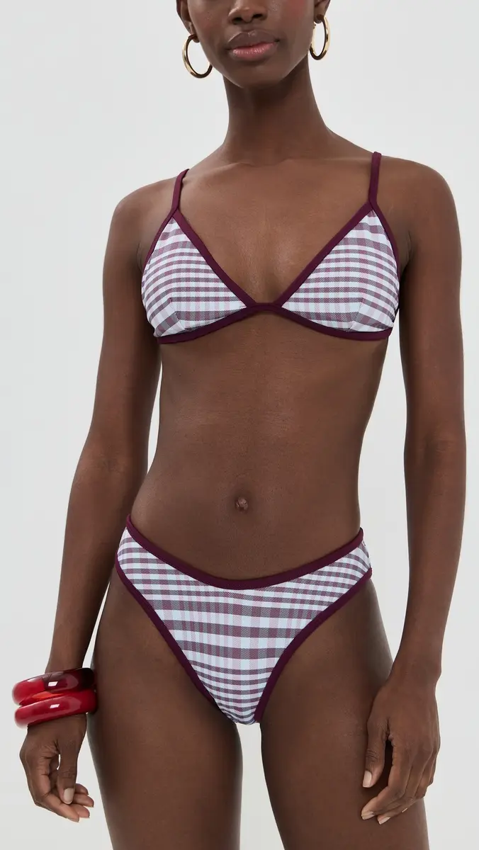 Good American Plaid Perfect Fit Bikini Top Fig Plaid | Thumbnail 5