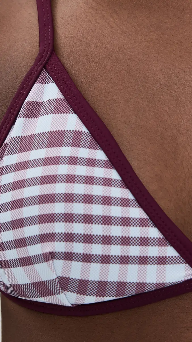 Good American Plaid Perfect Fit Bikini Top Fig Plaid | Thumbnail 6