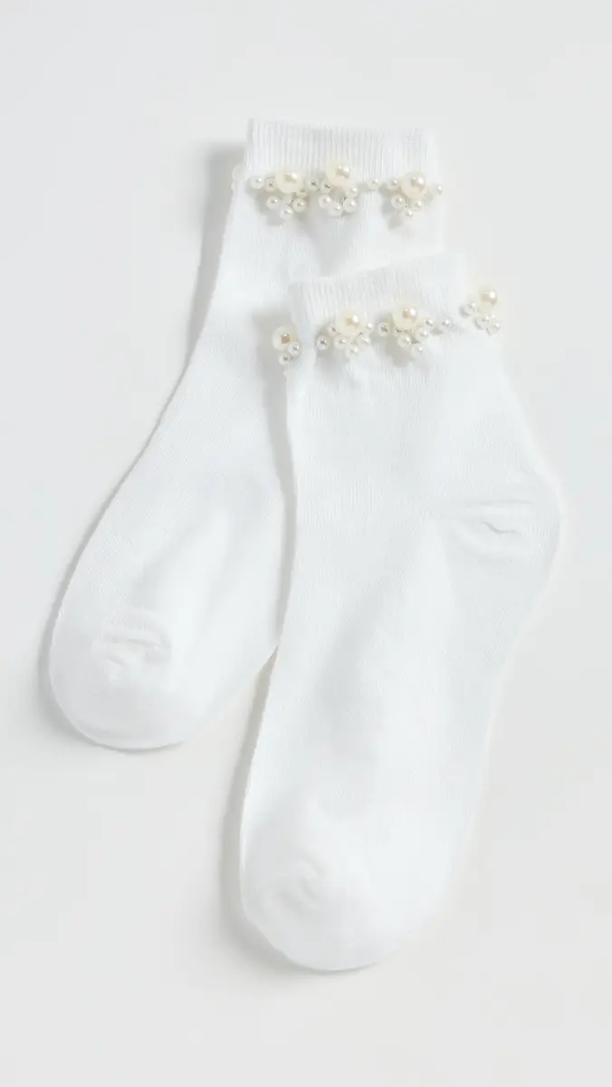 Stems Pearl Embellished Crew Socks One Size | Thumbnail 2