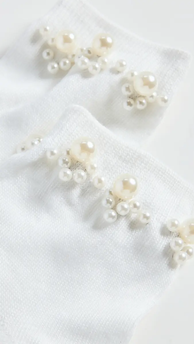 Stems Pearl Embellished Crew Socks One Size | Thumbnail 3