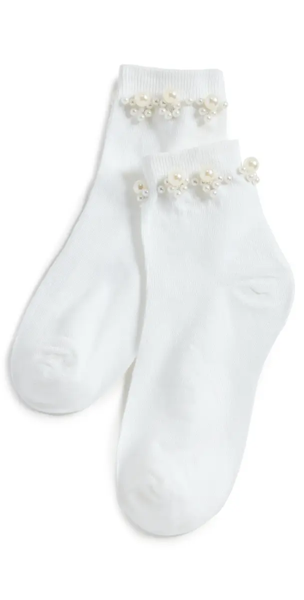Stems Pearl Embellished Crew Socks One Size | Image 1 Stems Pearl Embellished Crew Socks One Size | Image 1