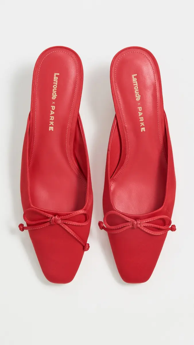 Larroudé Larroude x Parke Mules Satin Cherry | Thumbnail 5 Larroudé Larroude x Parke Mules Satin Cherry | Thumbnail 5