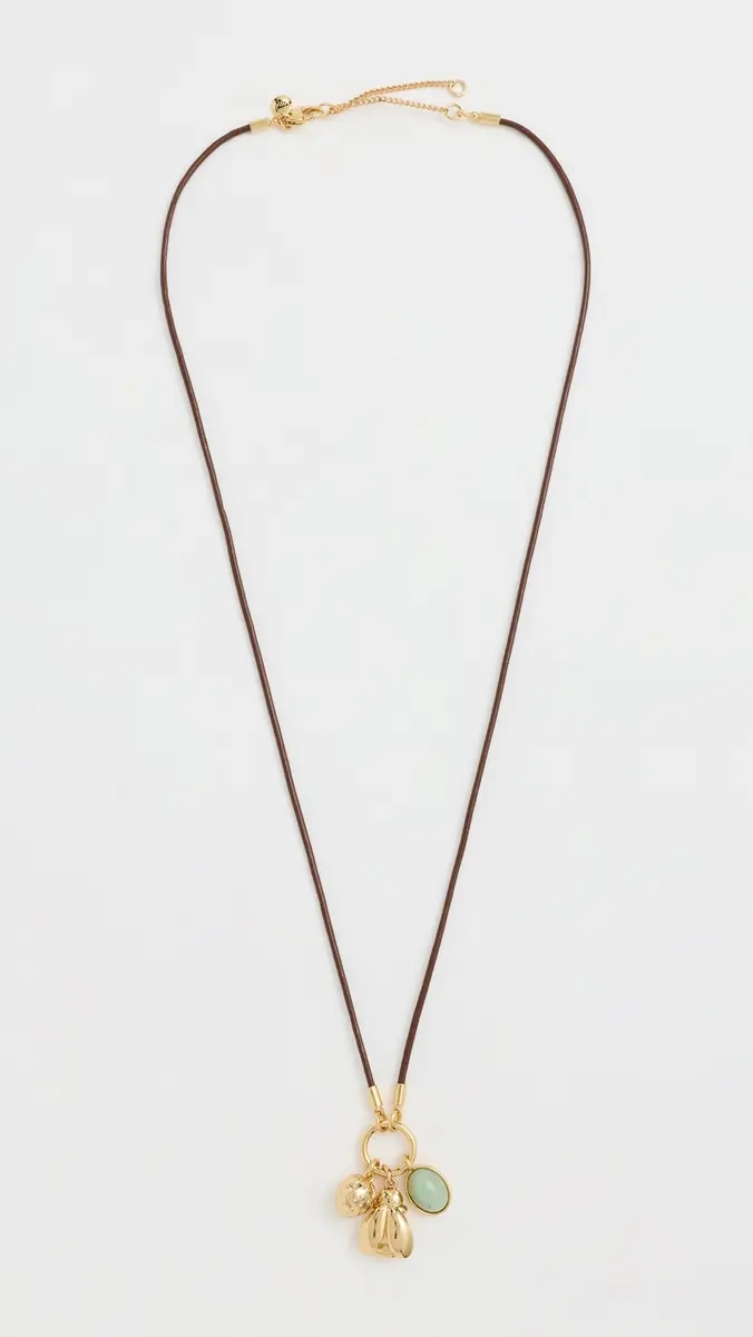 Madewell Bee Charm Cord Necklace Antique Gold One Size | Thumbnail 2 Madewell Bee Charm Cord Necklace Antique Gold One Size | Thumbnail 2