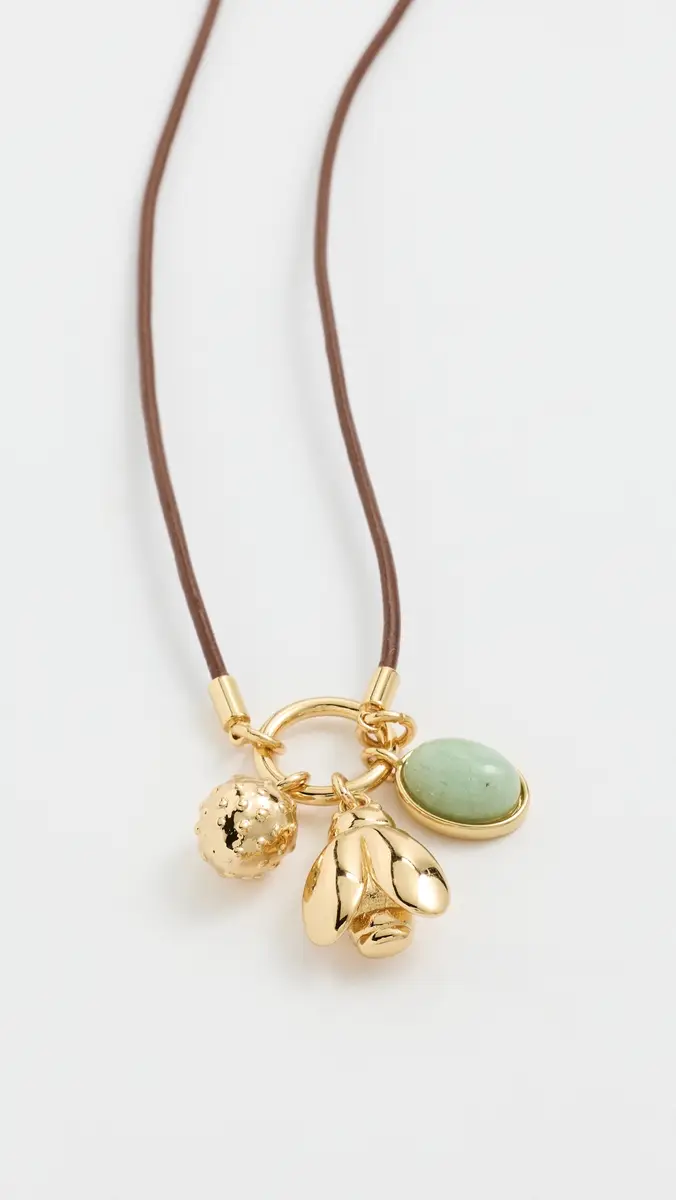 Madewell Bee Charm Cord Necklace Antique Gold One Size | Thumbnail 4 Madewell Bee Charm Cord Necklace Antique Gold One Size | Thumbnail 4