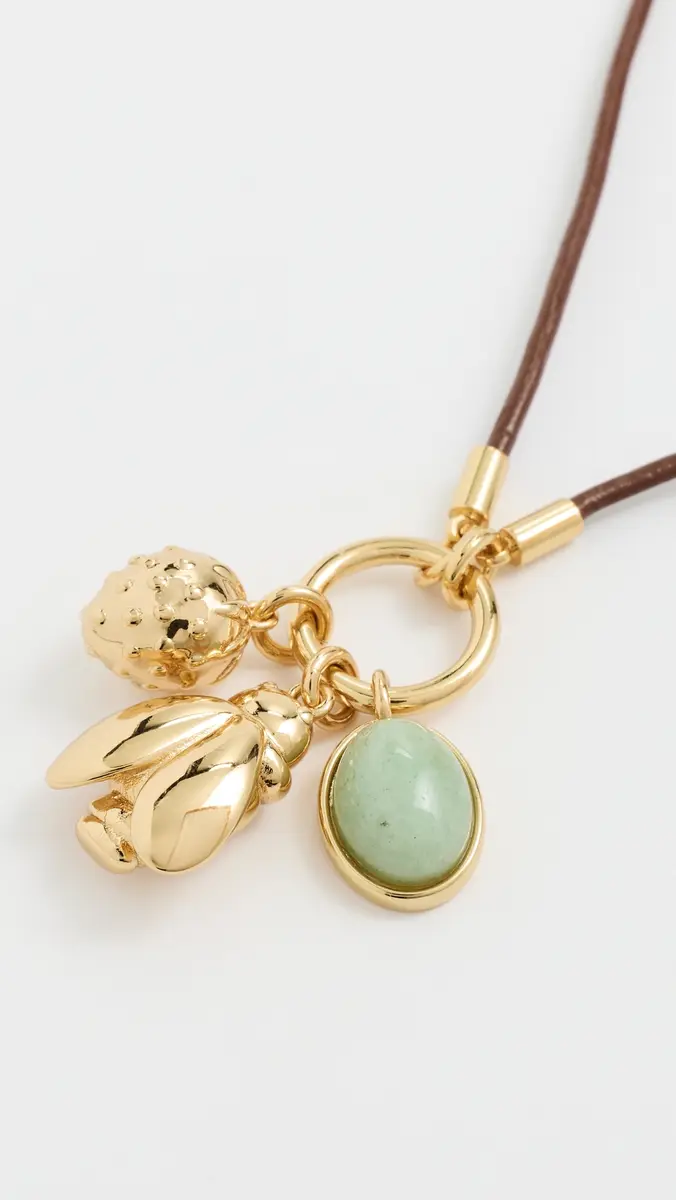 Madewell Bee Charm Cord Necklace Antique Gold One Size | Thumbnail 5 Madewell Bee Charm Cord Necklace Antique Gold One Size | Thumbnail 5