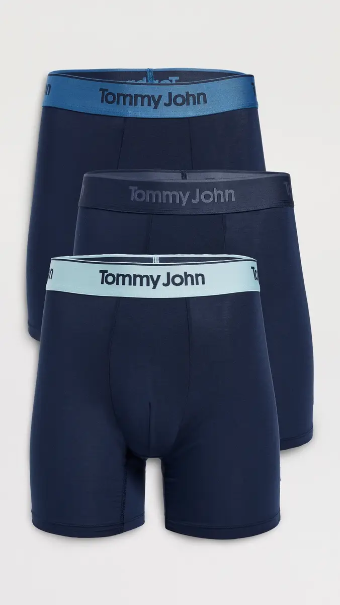 Tommy John Second Skin 6 Boxer Briefs 3 Pack Dress Blues/High Tide/Blue El S | Thumbnail 2