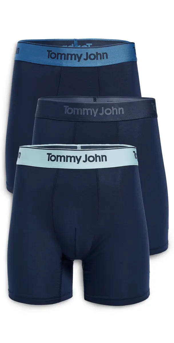 Tommy John Second Skin 6 Boxer Briefs 3 Pack Dress Blues/High Tide/Blue El S