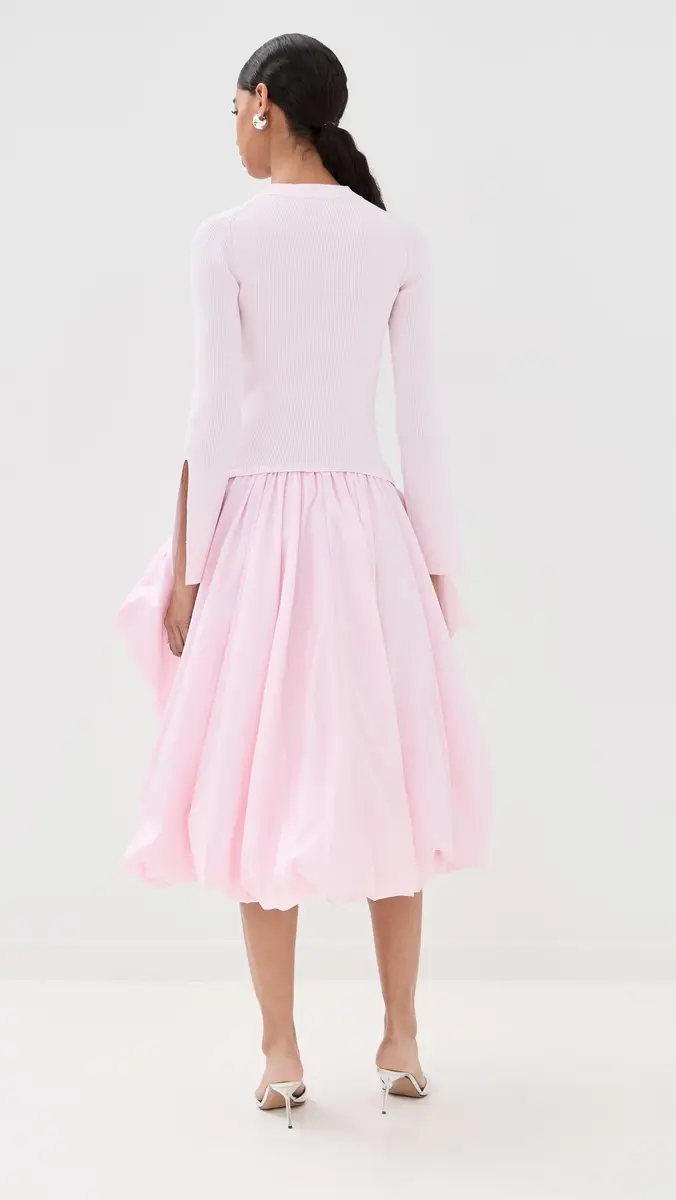 SIMKHAI Kenlie Long Sleeve Mock Neck Midi Dress Blush | Thumbnail 3 SIMKHAI Kenlie Long Sleeve Mock Neck Midi Dress Blush | Thumbnail 3