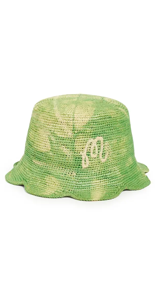 Malbon x Grateful Dead Stealie Straw Hat Green Tie Dye | Image 1 Malbon x Grateful Dead Stealie Straw Hat Green Tie Dye | Image 1