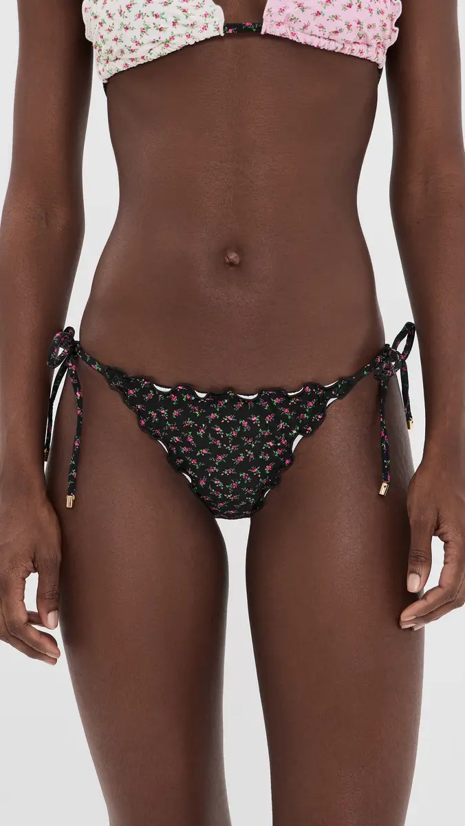 PQ Swim Lettuce Edge Tie Side Bikini Bottoms Rosebud | Thumbnail 2