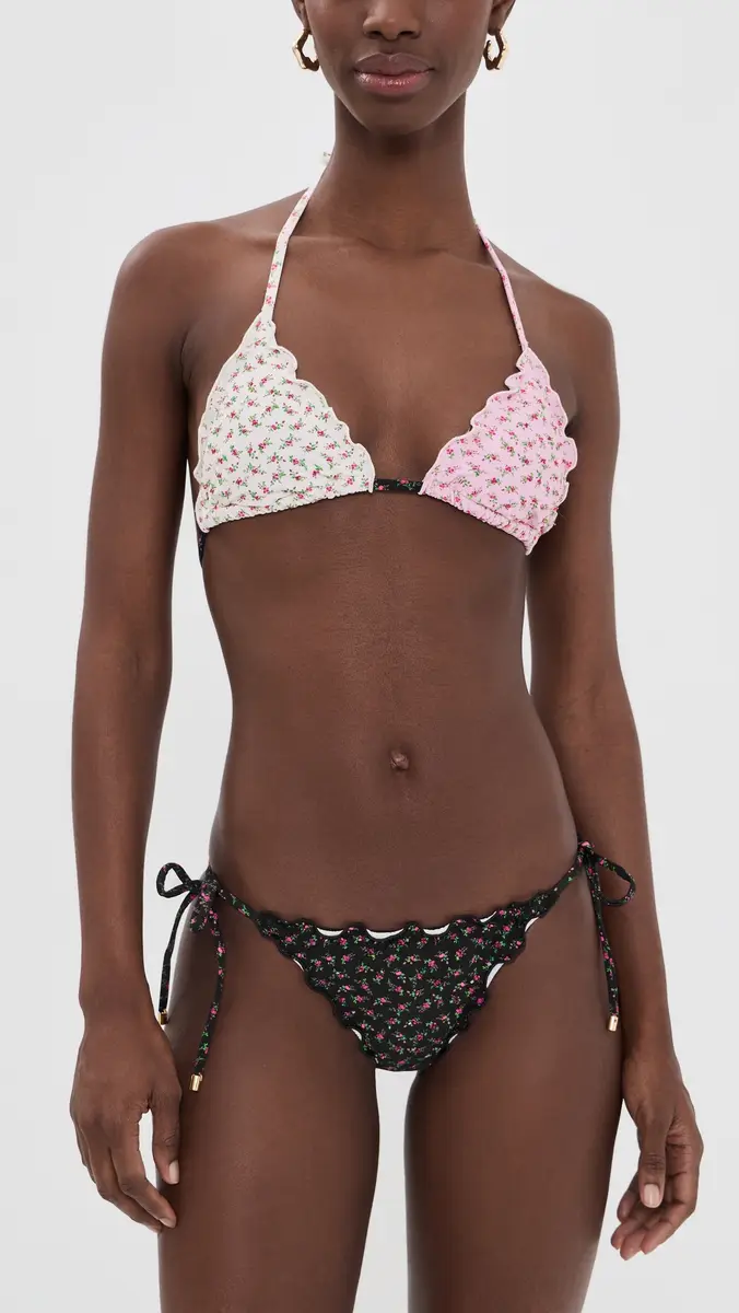PQ Swim Lettuce Edge Tie Side Bikini Bottoms Rosebud | Thumbnail 4