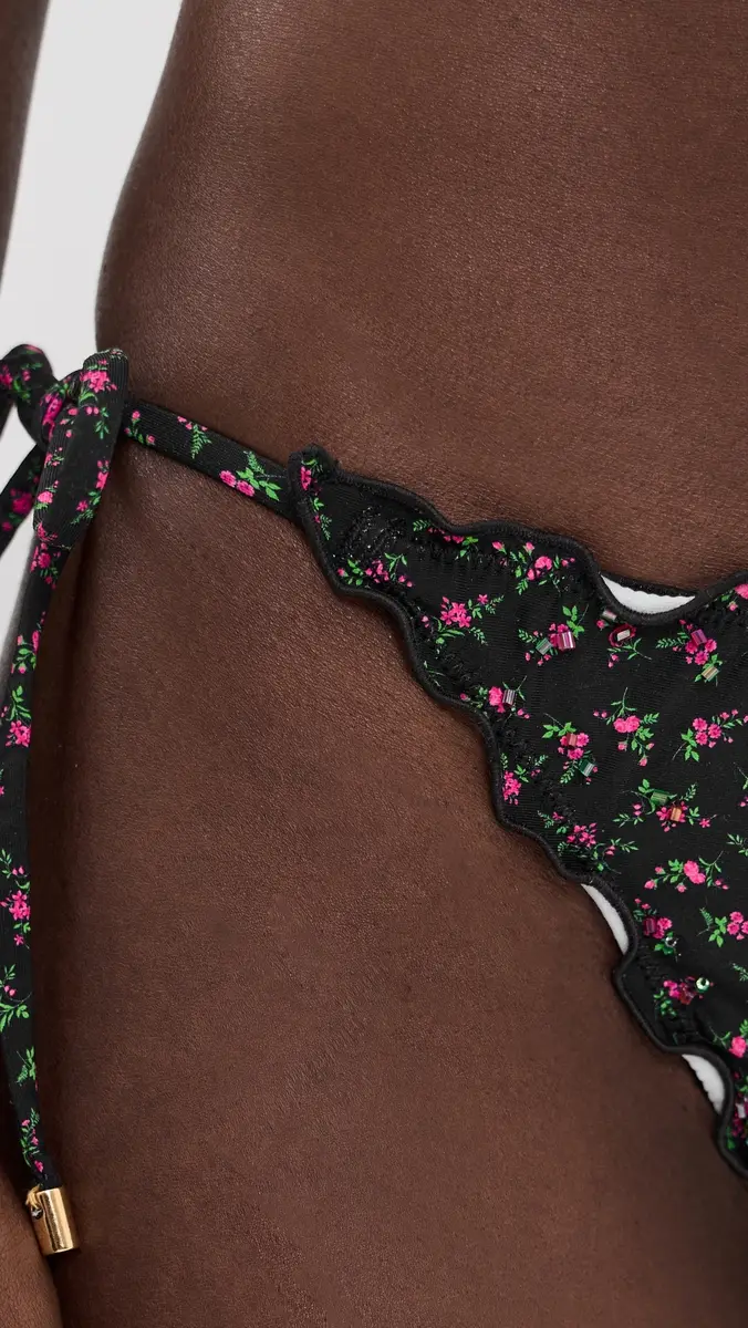 PQ Swim Lettuce Edge Tie Side Bikini Bottoms Rosebud | Thumbnail 5