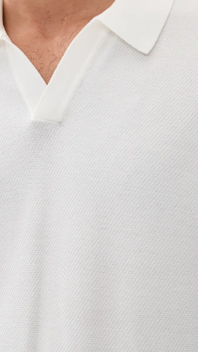 Theory Brenan Johnny Collar Polo In Fine Bilen White | Thumbnail 6 Theory Brenan Johnny Collar Polo In Fine Bilen White | Thumbnail 6