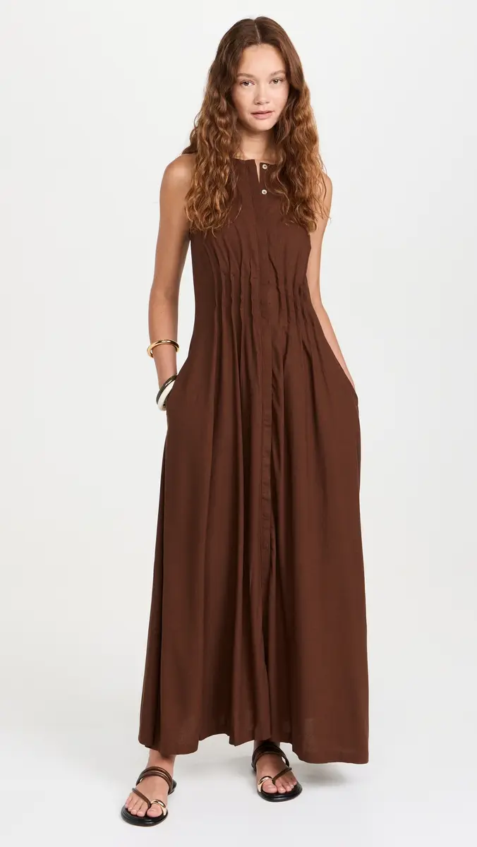 87Origins Fehintola Pleat Dress Chocolate | Thumbnail 2