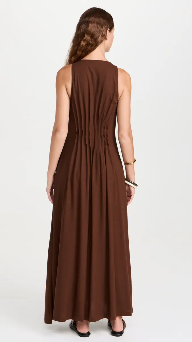 87Origins Fehintola Pleat Dress Chocolate | Thumbnail 3