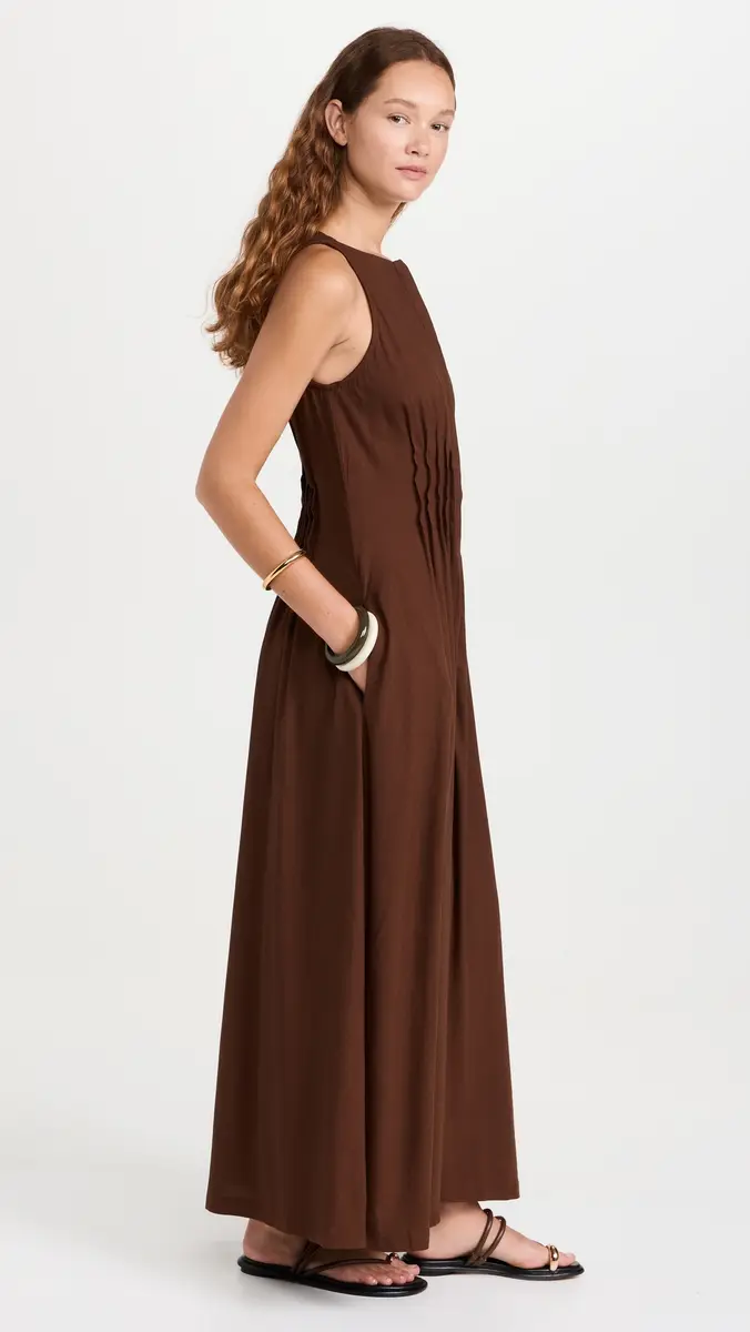 87Origins Fehintola Pleat Dress Chocolate | Thumbnail 4