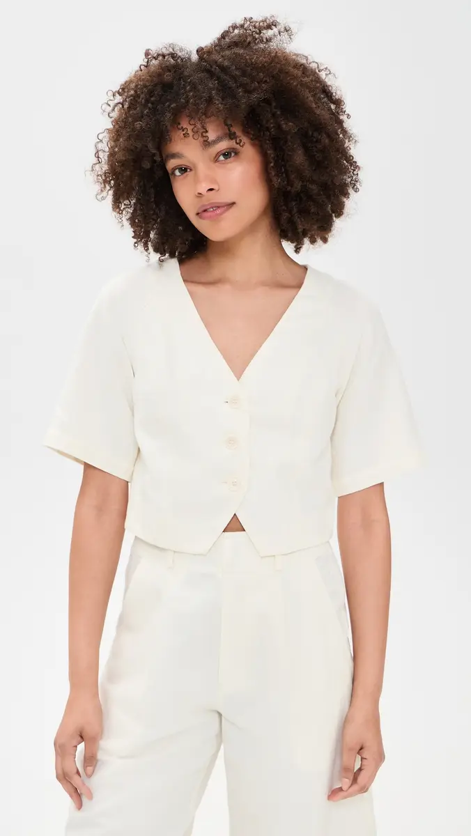 Apiece Apart Lia Crop Blouse Cream | Thumbnail 2 Apiece Apart Lia Crop Blouse Cream | Thumbnail 2