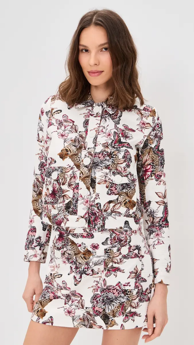 L'AGENCE Nyx Crop Jacket White Multi Butterfly | Thumbnail 2 L'AGENCE Nyx Crop Jacket White Multi Butterfly | Thumbnail 2