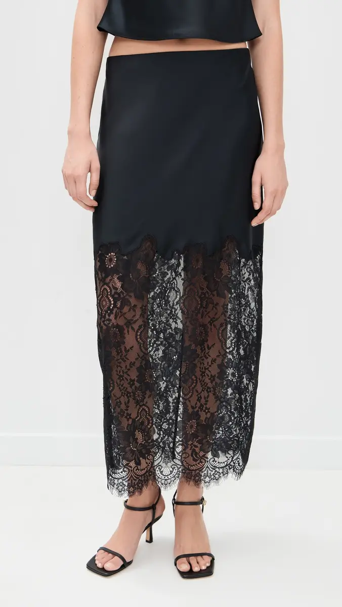 LoveShackFancy Ilene Skirt Black | Thumbnail 2 LoveShackFancy Ilene Skirt Black | Thumbnail 2