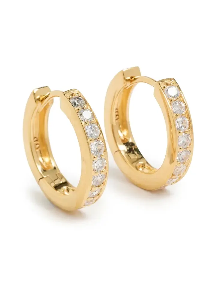 CZ Huggie Medium Hoop Earrings